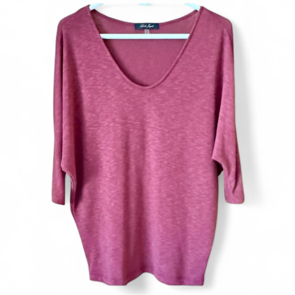 Laila Jayde Red Pink Dolman Sleeve Knit Tunic Small Soft Lightweight Casual Boho